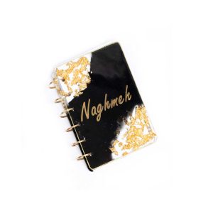 دفترچه رزینی مشکی طلایی