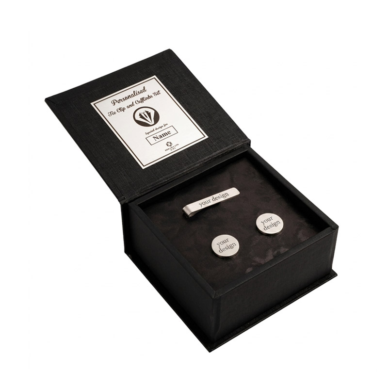 Silver cufflink and tie clip set ست دکمه سرآستین و گیره کروات نقره ای