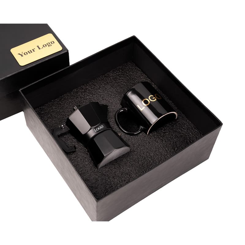 Black mug and moka pot gift pack پک هدیه ماگ و موکاپات مشکی